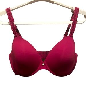 Natori Pure Luxe Plunge T Shirt Bra Fuchsia Pink Color Size 32DD